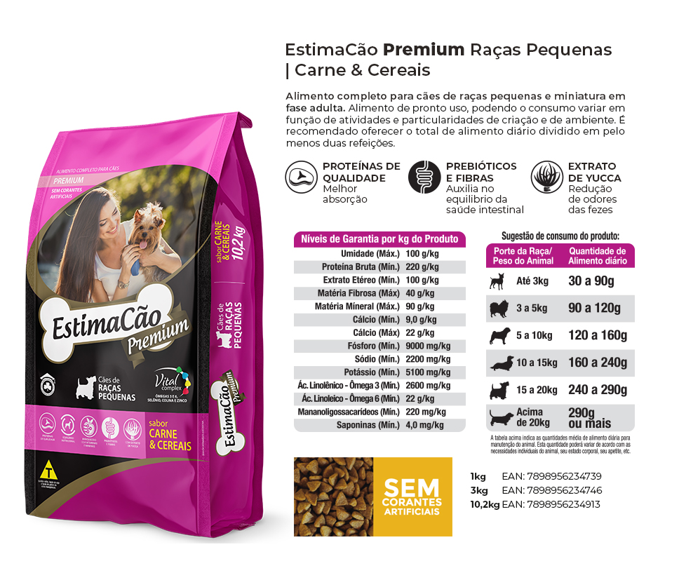 Estimacão Premium Raças Pequenas - Carne & Cereais
